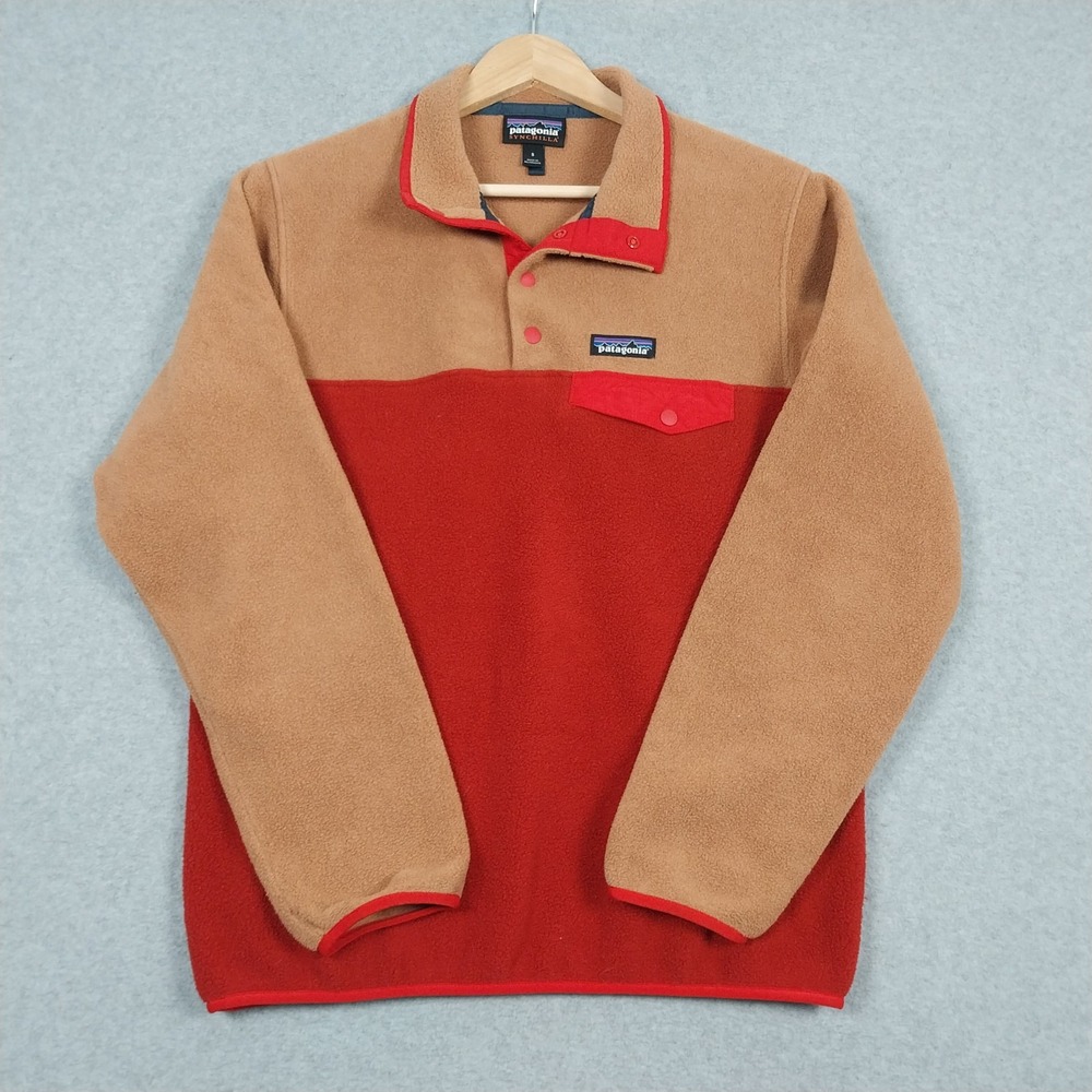 Patagonia Synchilla Womens Small Red Brown Molten Lava Snap T Fleece Pullover